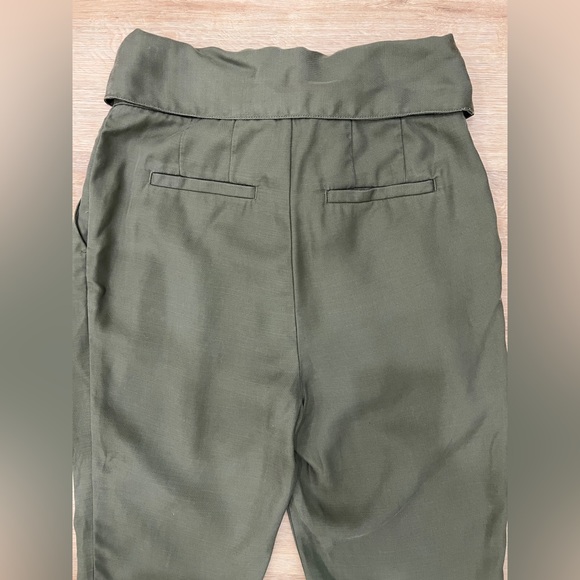 Anthropologie Cartonnier Olive Green Tie Waist Trouser Pants - Size US 0 - Picture 4 of 6